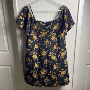 SHEIN Floral Dress Women’s Size Large Black Short Sleeve Midi Dress